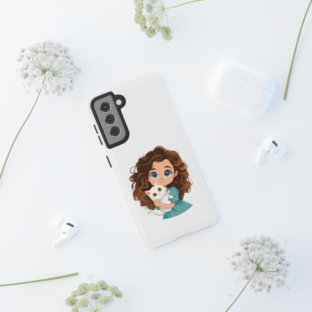 Cute Cat Lover Phone Case, Tough Phone Cover, Pet Lover Gift, Personalized Gift, Kids Phone Case, Animal Lover Accessories