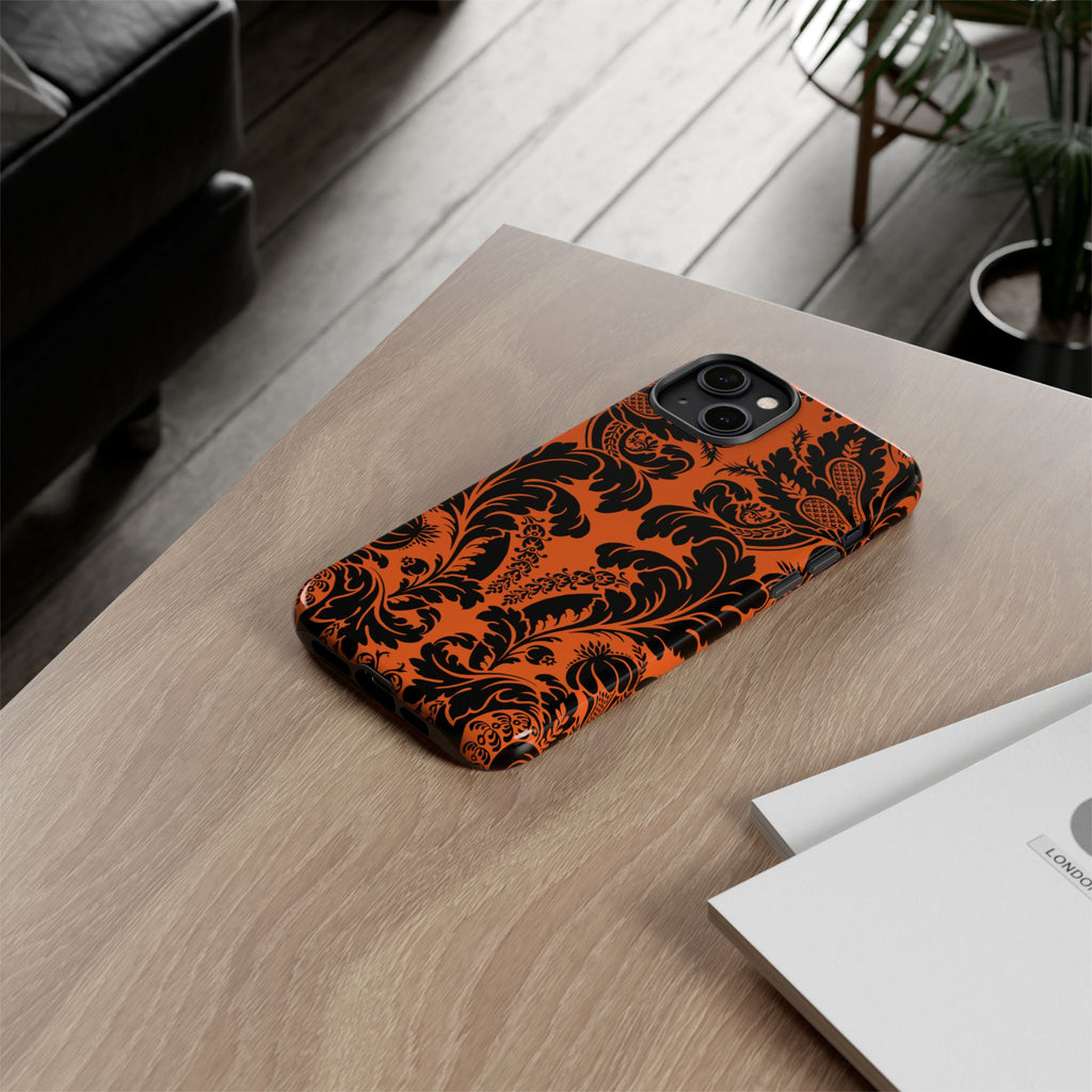 Elegant Phone Case with Orange Floral Design | Tough Cases, Smartphone Cover, Gift for Her, Floral Patterns, Stylish Accessories