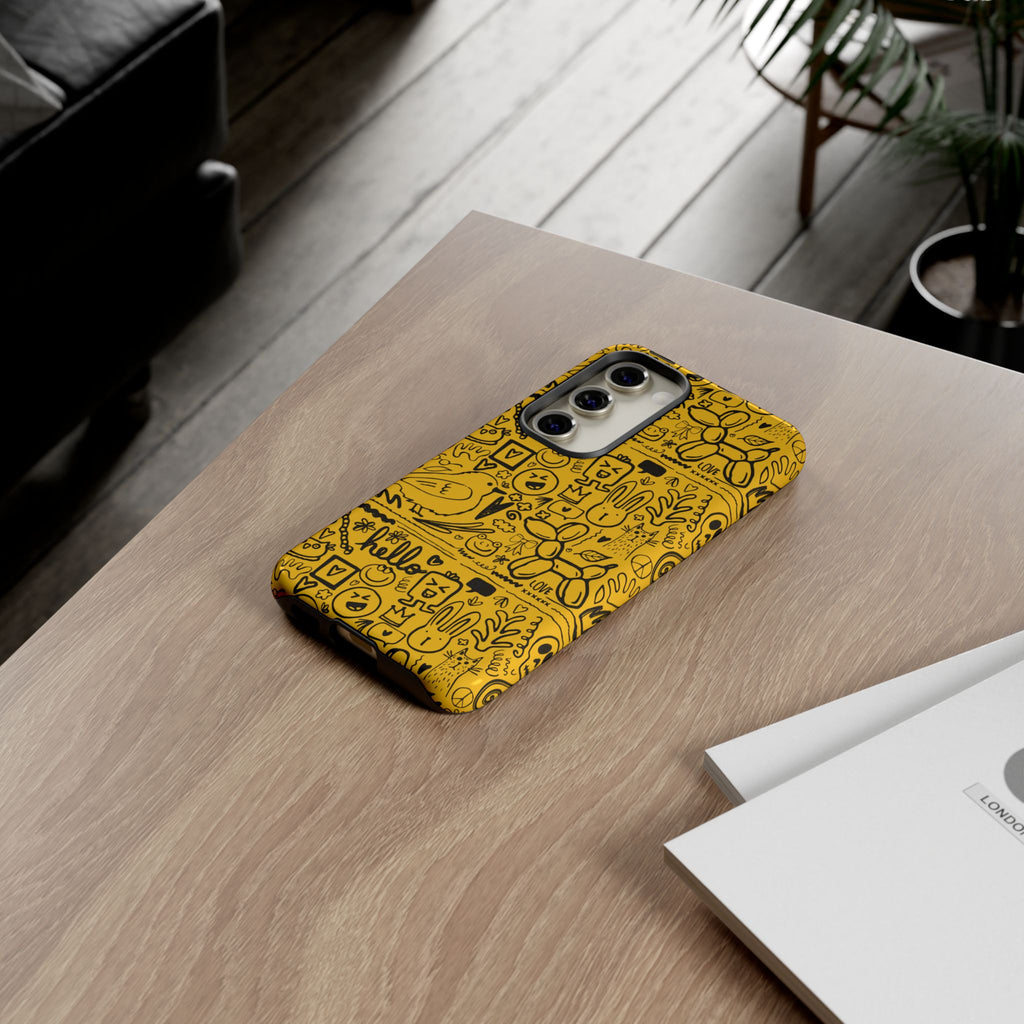 Vibrant Phone Case, Cute Yellow Floral iPhone Cover, Stylish Tough Case, Fun Phone Accessory, Perfect Gift for Teens