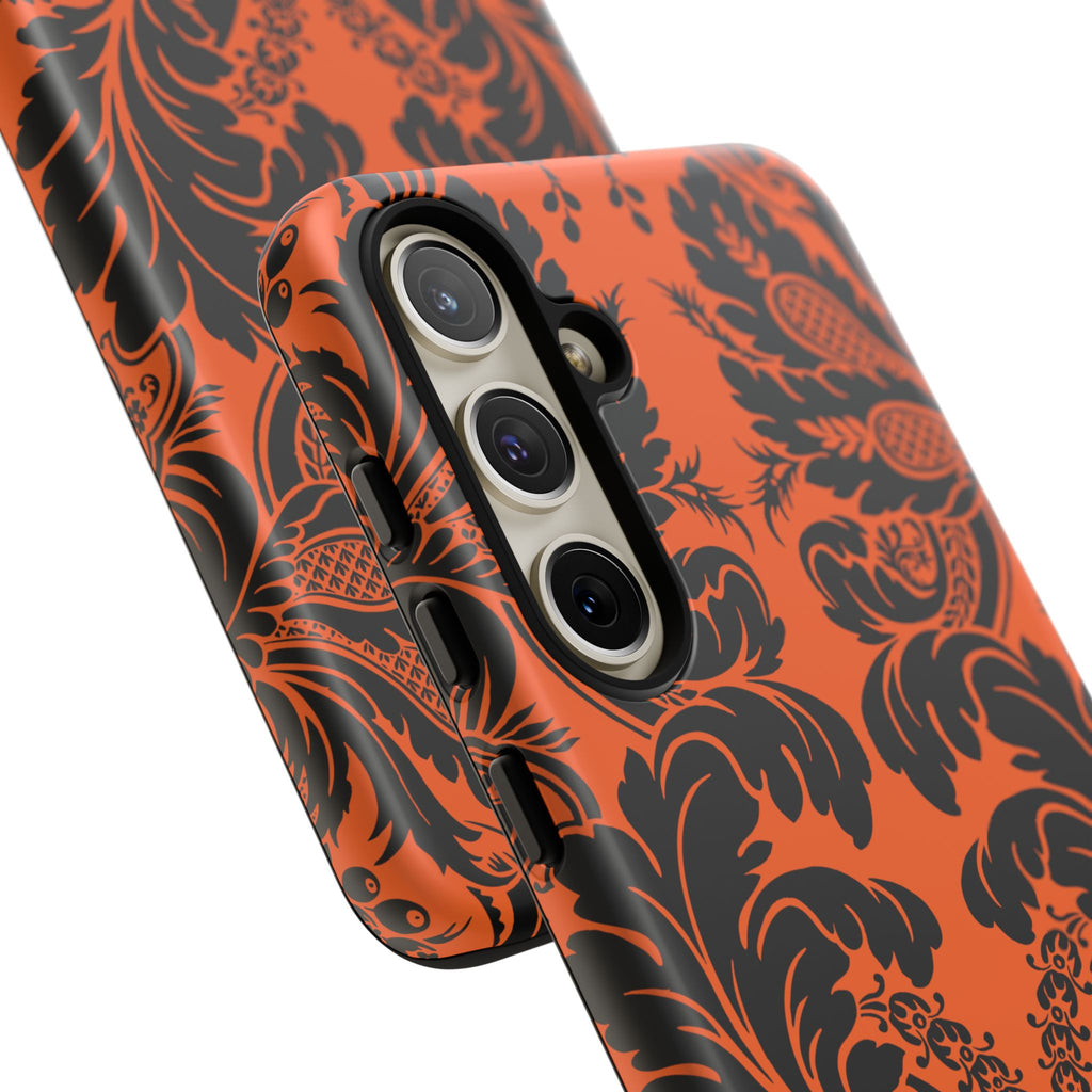 Elegant Phone Case with Orange Floral Design | Tough Cases, Smartphone Cover, Gift for Her, Floral Patterns, Stylish Accessories