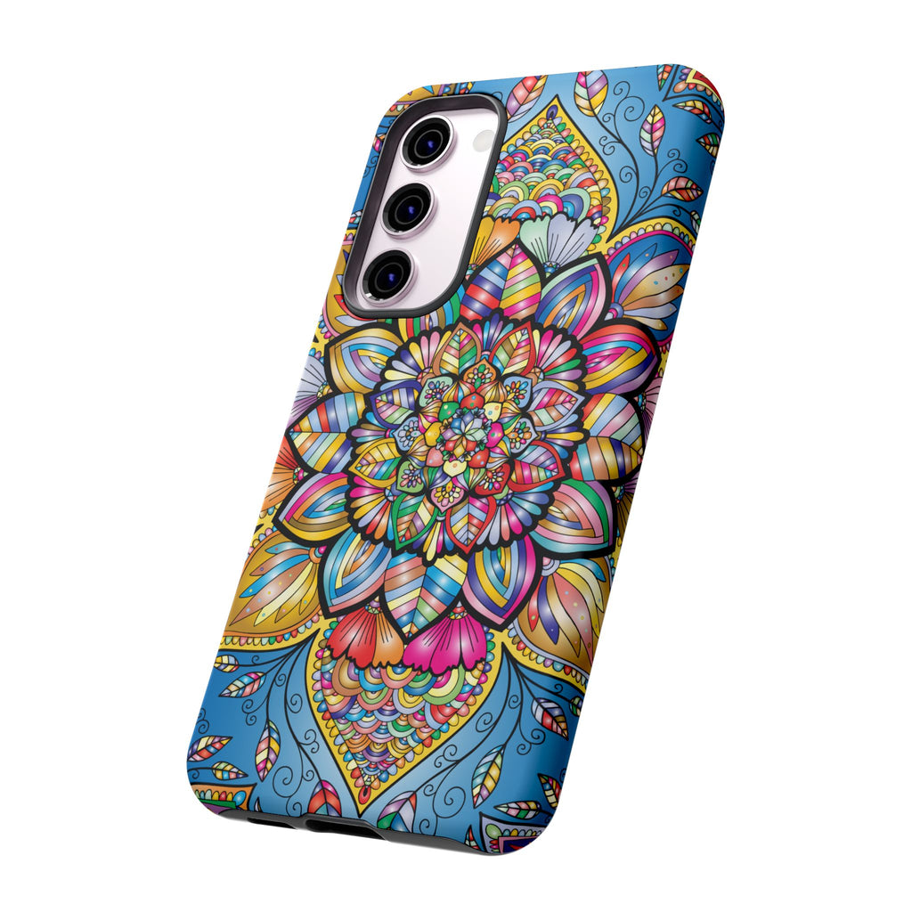 Vibrant Floral Phone Case, Tough Phone Cover, Colorful Mobile Accessory, Artistic Gift, Mandala Design, Everyday Use
