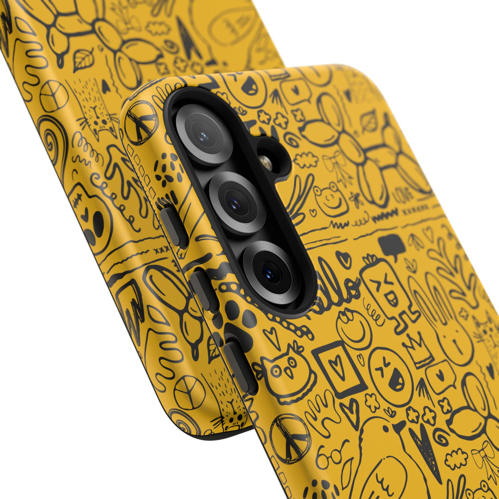 Vibrant Phone Case, Cute Yellow Floral iPhone Cover, Stylish Tough Case, Fun Phone Accessory, Perfect Gift for Teens