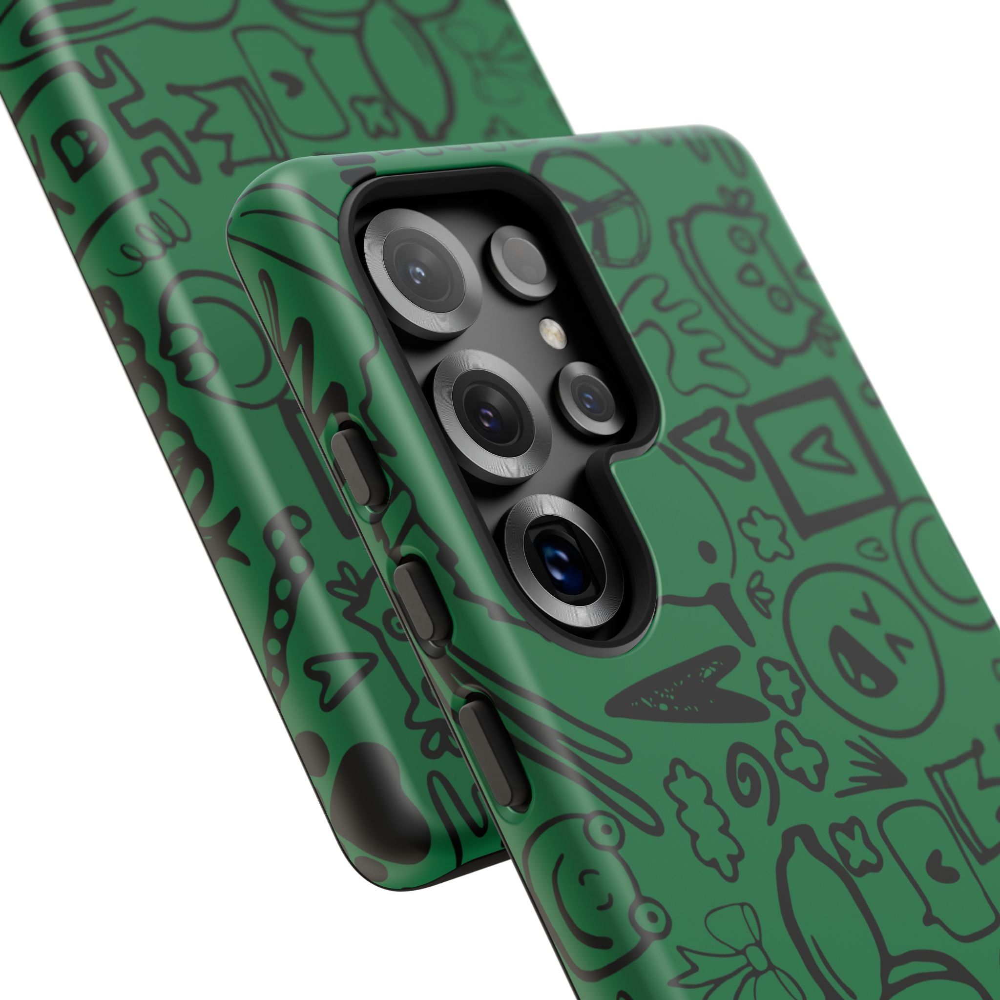 Playful Phone Case, Vibrant Green Tough Case, Quirky Graphic Design, Unique Gift for Kids, Fun Accessories, Christmas, Birthday