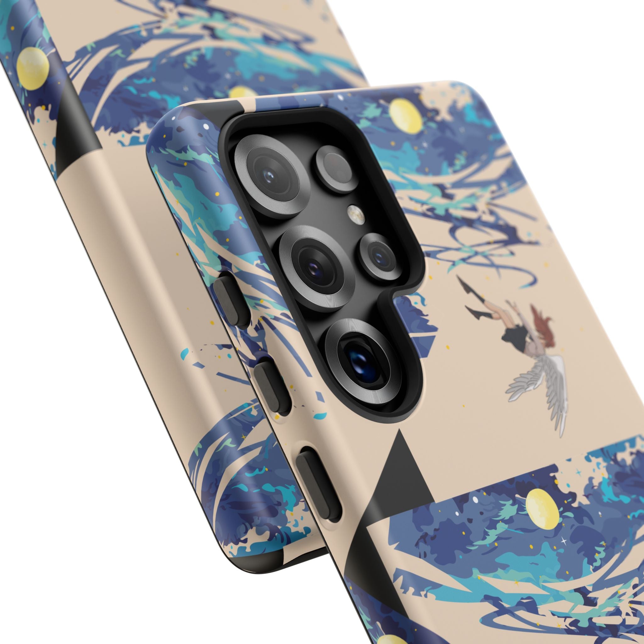 Artistic Phone Case with Abstract Design, Vivid Blue Waves and Fish, Stylish Phone Accessory, Unique Gift Idea, Trendy Tech Decor, [...]