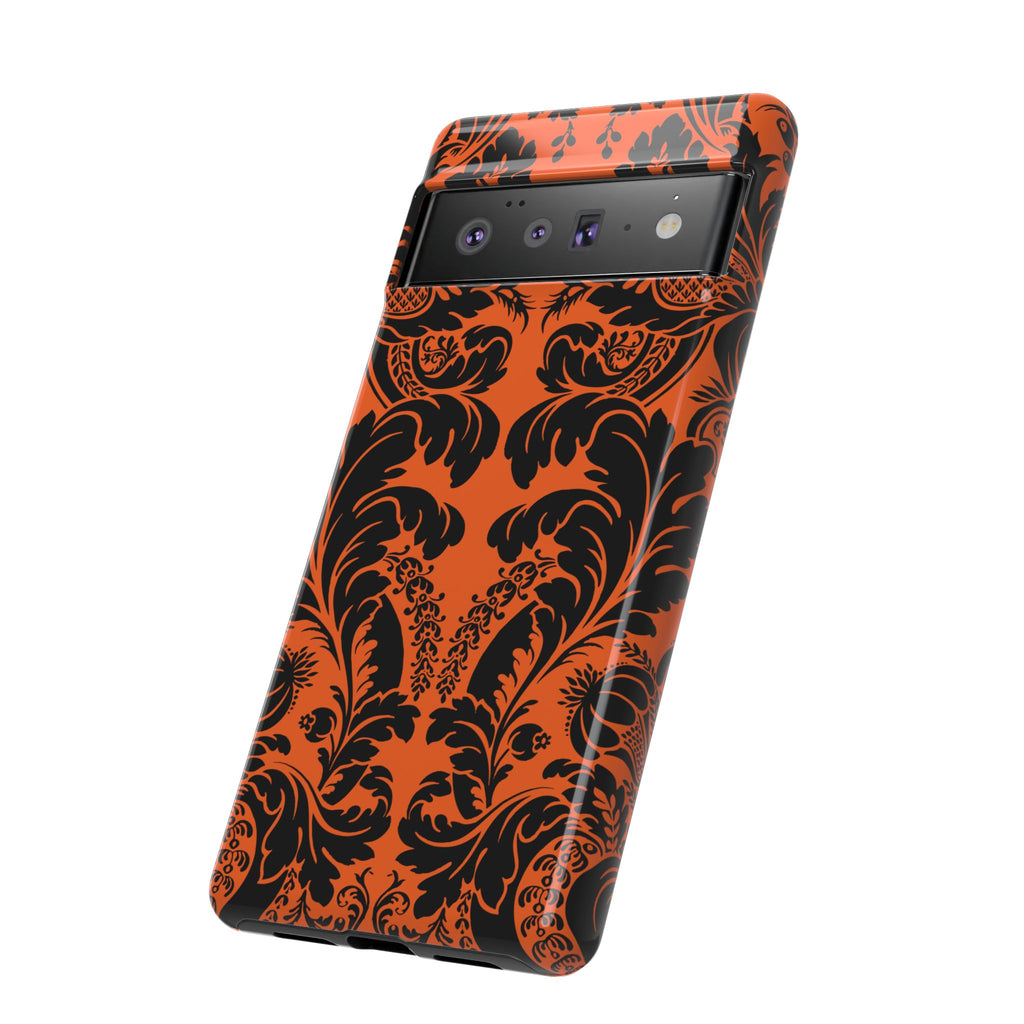 Elegant Phone Case with Orange Floral Design | Tough Cases, Smartphone Cover, Gift for Her, Floral Patterns, Stylish Accessories