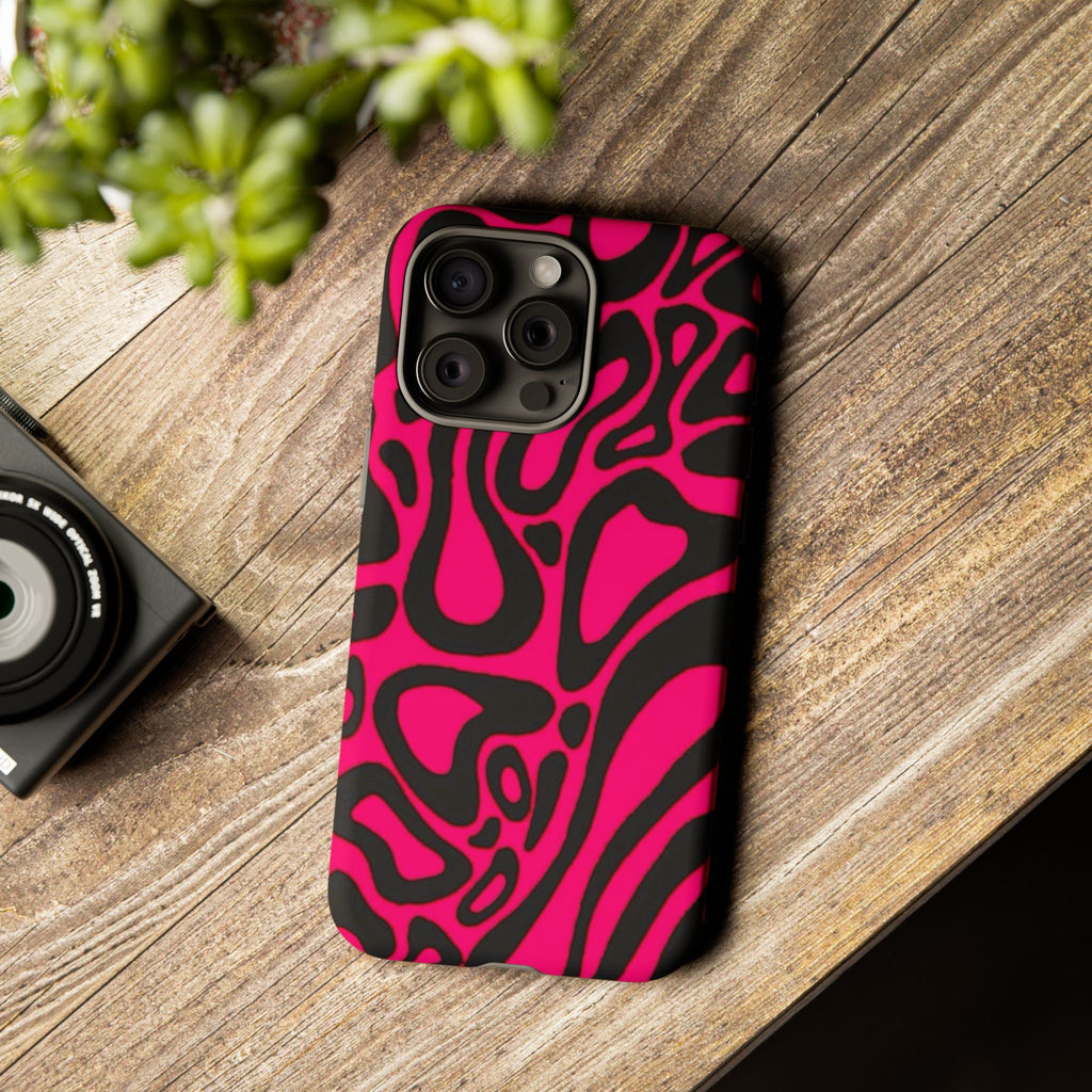 Bold Pink Patterned Phone Case, Stylish Tough Case, Trendy Accessory, Gift for Her, Tech Protection