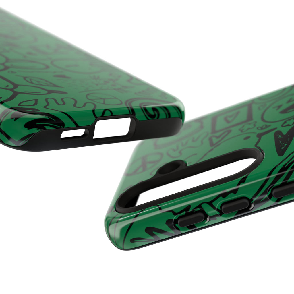 Playful Phone Case, Vibrant Green Tough Case, Quirky Graphic Design, Unique Gift for Kids, Fun Accessories, Christmas, Birthday