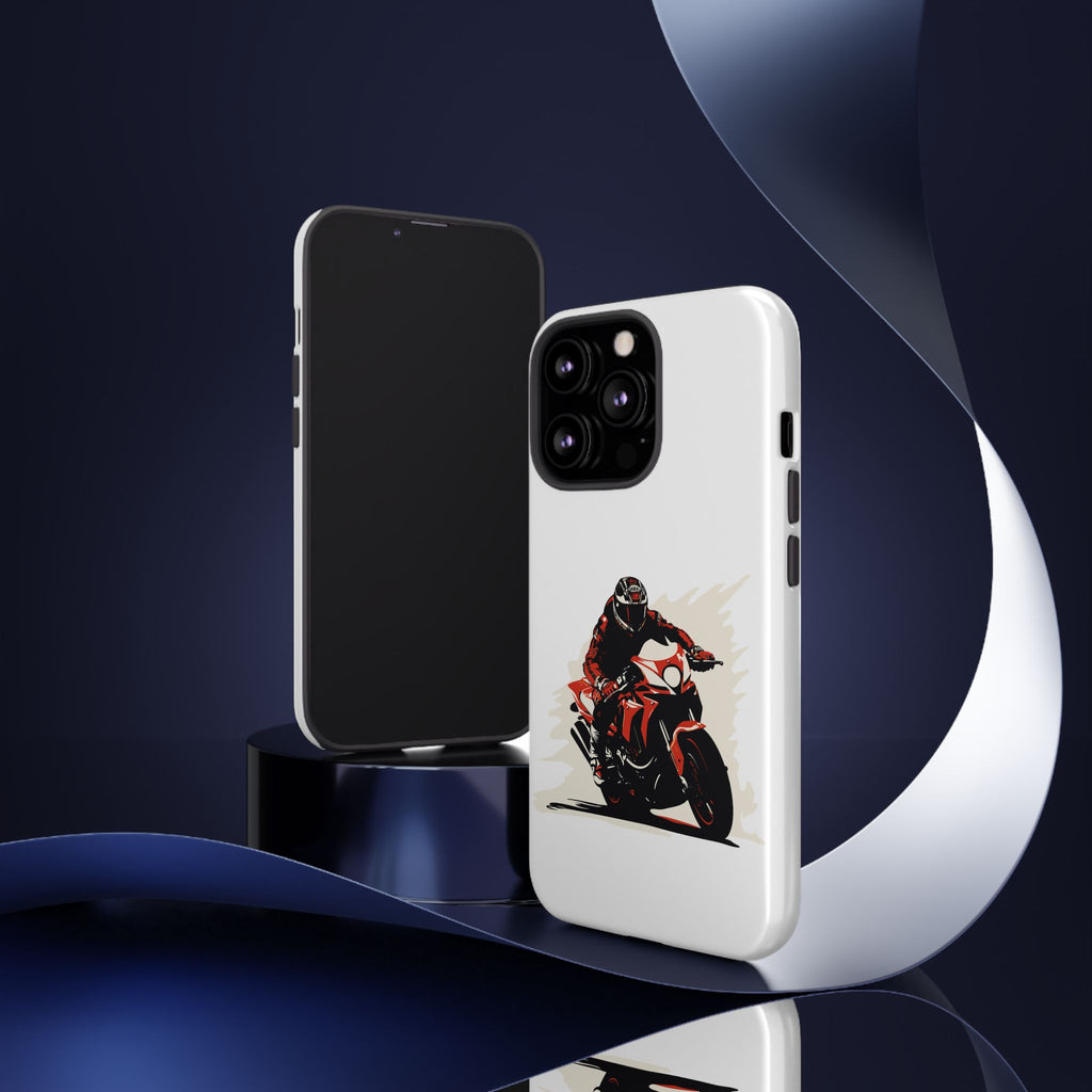 Motorcycle Phone Case, Tough Cases for Riders, Biker Accessory, Gifts for Motorcyclists, Red Bike Design