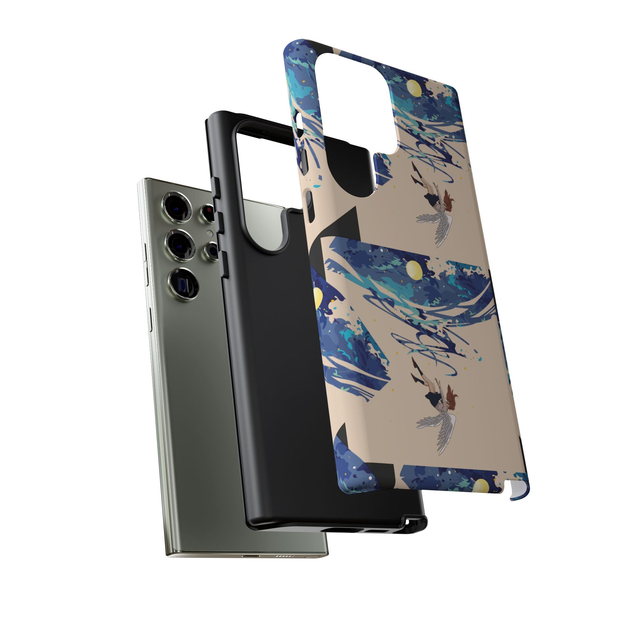 Artistic Phone Case with Abstract Design, Vivid Blue Waves and Fish, Stylish Phone Accessory, Unique Gift Idea, Trendy Tech Decor, [...]