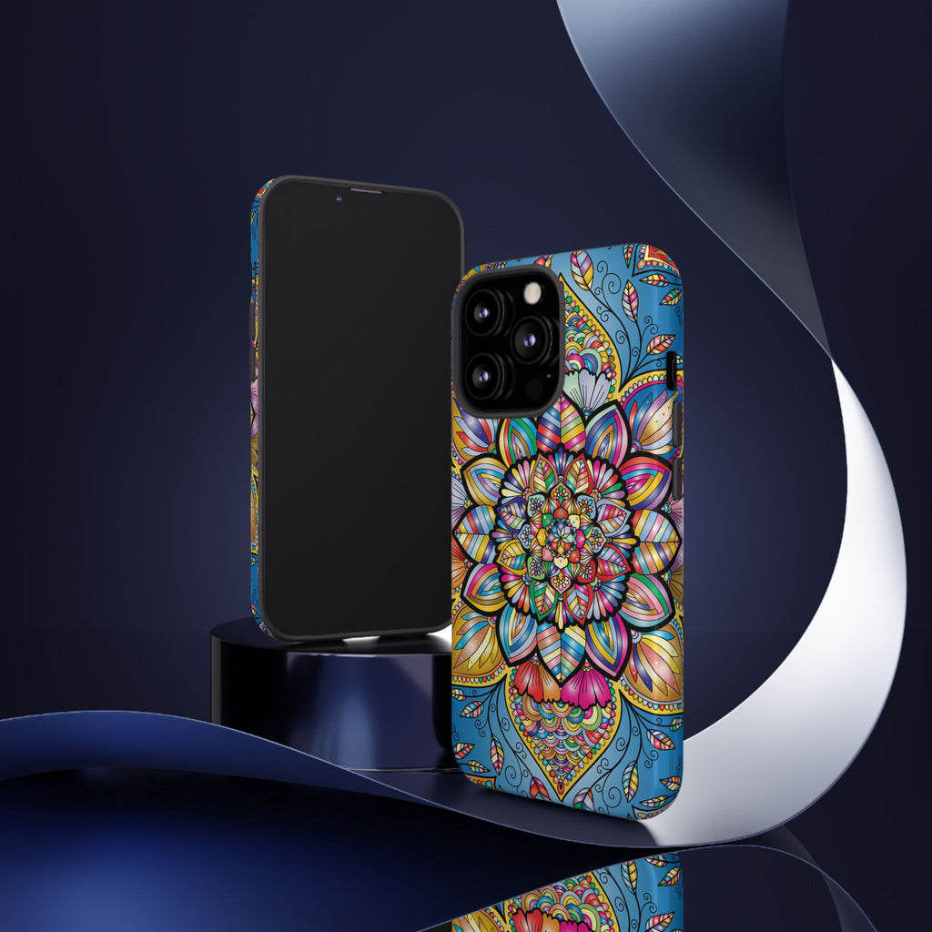 Vibrant Floral Phone Case, Tough Phone Cover, Colorful Mobile Accessory, Artistic Gift, Mandala Design, Everyday Use