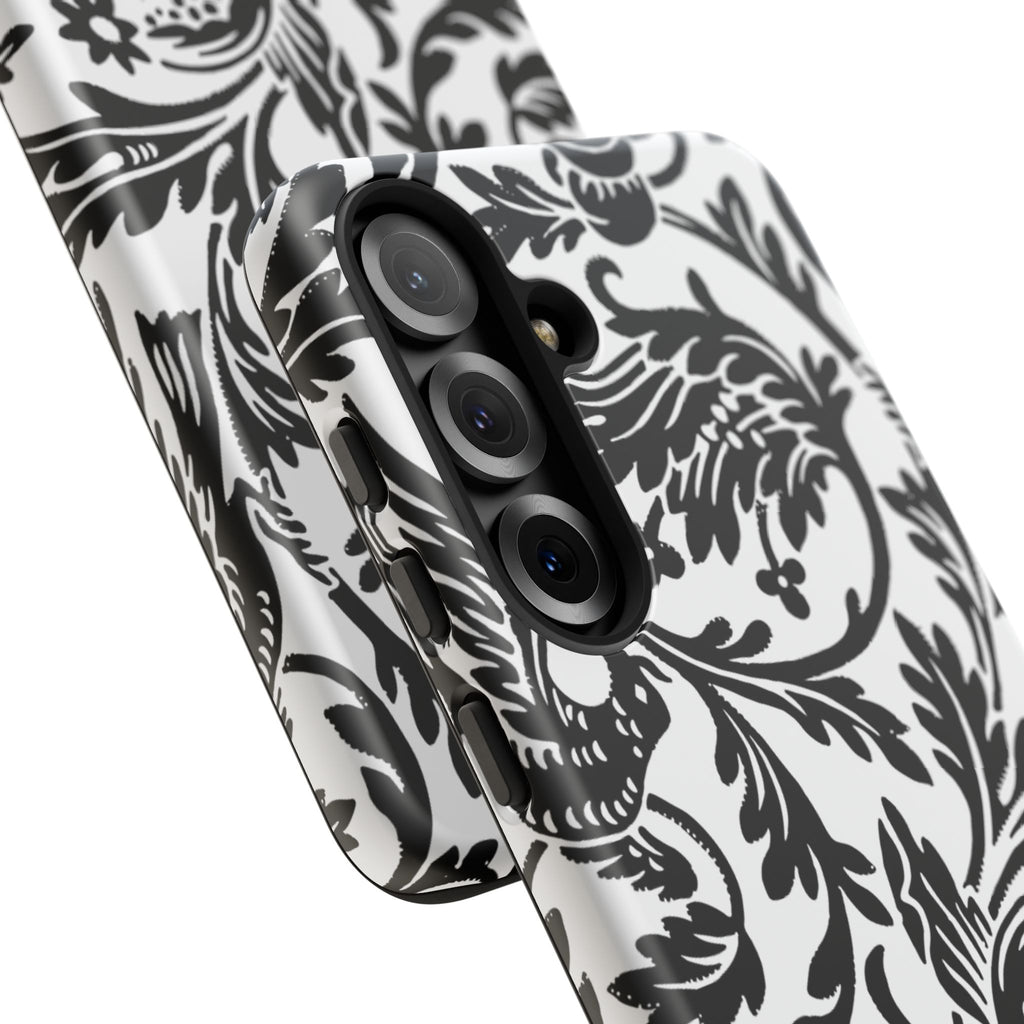 Elegant Black Floral Phone Case, Tough Cases, Stylish Phone Protection, Gift for Her, Floral Design, Trendy Accessories