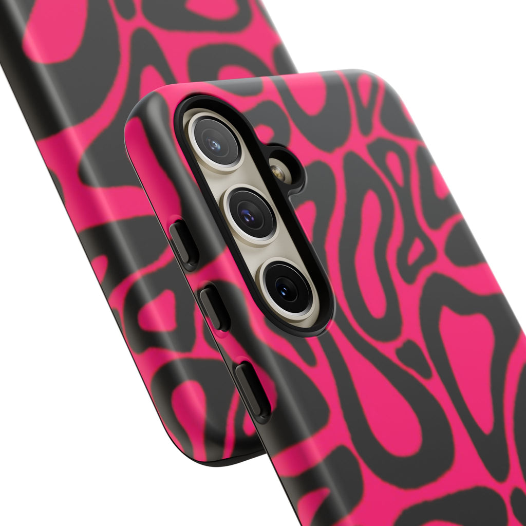 Bold Pink Patterned Phone Case, Stylish Tough Case, Trendy Accessory, Gift for Her, Tech Protection