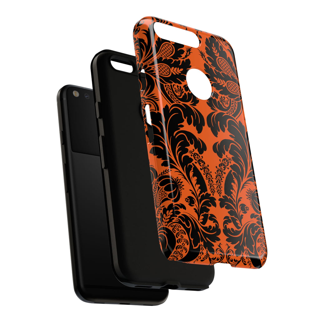 Elegant Phone Case with Orange Floral Design | Tough Cases, Smartphone Cover, Gift for Her, Floral Patterns, Stylish Accessories