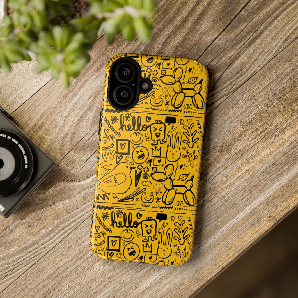 Vibrant Phone Case, Cute Yellow Floral iPhone Cover, Stylish Tough Case, Fun Phone Accessory, Perfect Gift for Teens