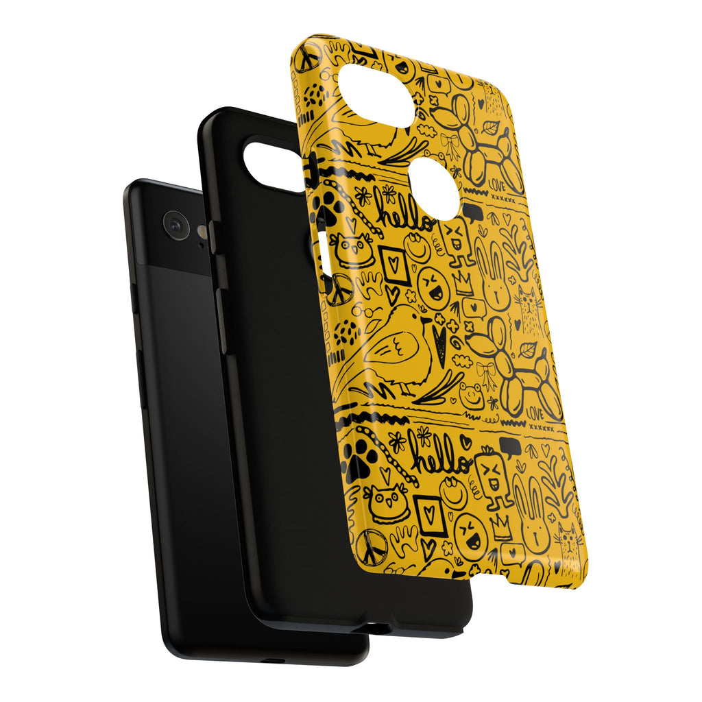 Vibrant Phone Case, Cute Yellow Floral iPhone Cover, Stylish Tough Case, Fun Phone Accessory, Perfect Gift for Teens