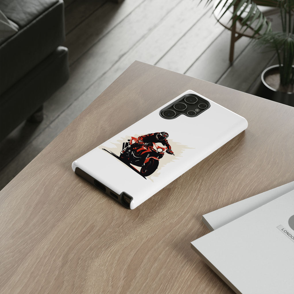 Motorcycle Phone Case, Tough Cases for Riders, Biker Accessory, Gifts for Motorcyclists, Red Bike Design