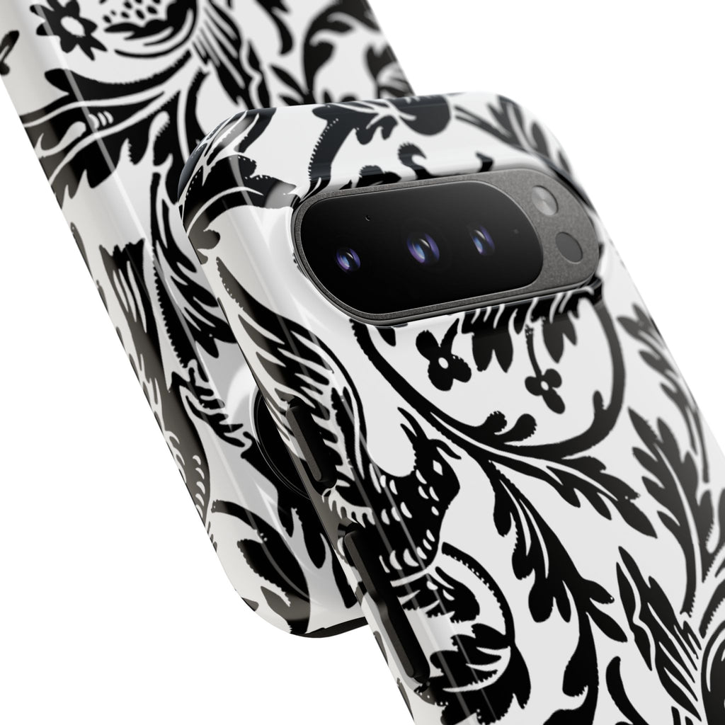 Elegant Black Floral Phone Case, Tough Cases, Stylish Phone Protection, Gift for Her, Floral Design, Trendy Accessories