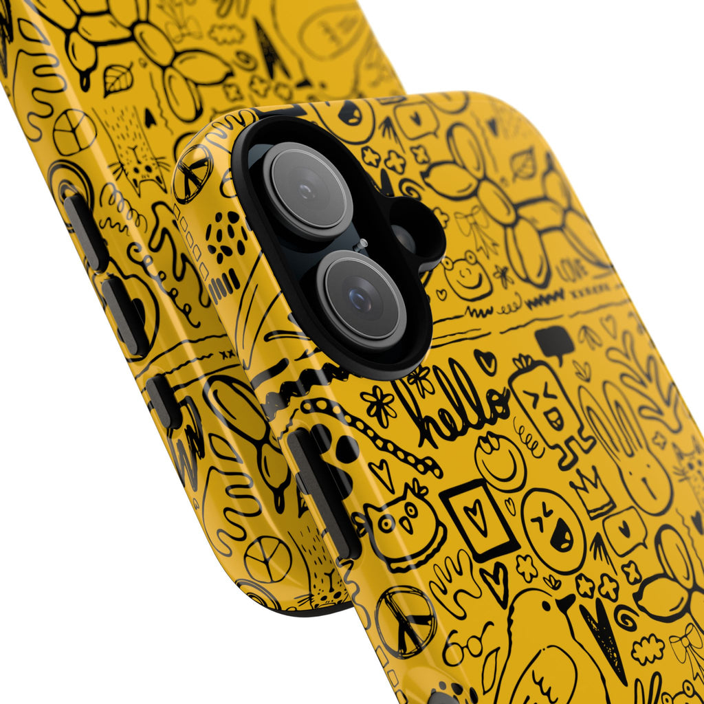 Vibrant Phone Case, Cute Yellow Floral iPhone Cover, Stylish Tough Case, Fun Phone Accessory, Perfect Gift for Teens