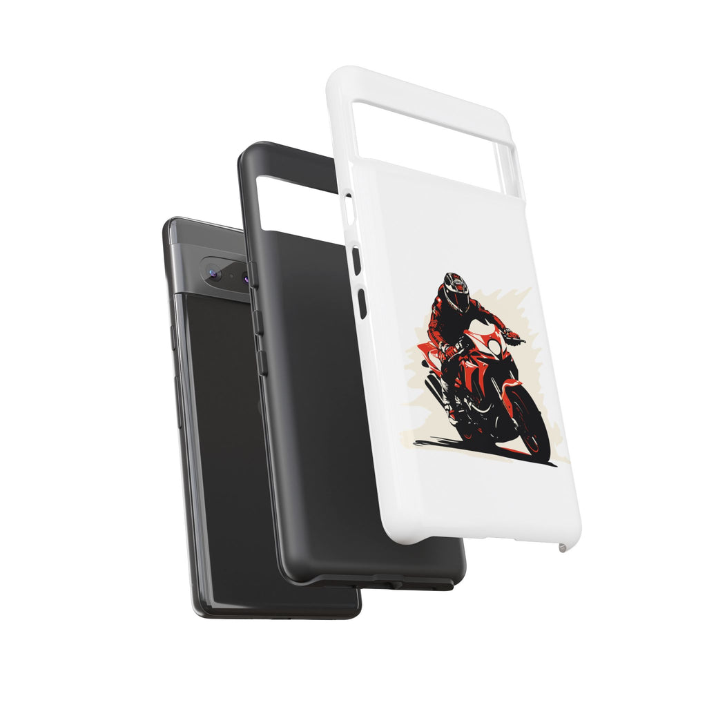 Motorcycle Phone Case, Tough Cases for Riders, Biker Accessory, Gifts for Motorcyclists, Red Bike Design