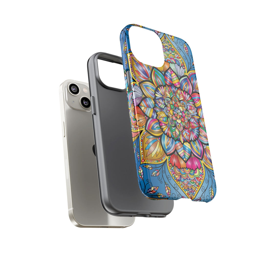 Vibrant Floral Phone Case, Tough Phone Cover, Colorful Mobile Accessory, Artistic Gift, Mandala Design, Everyday Use