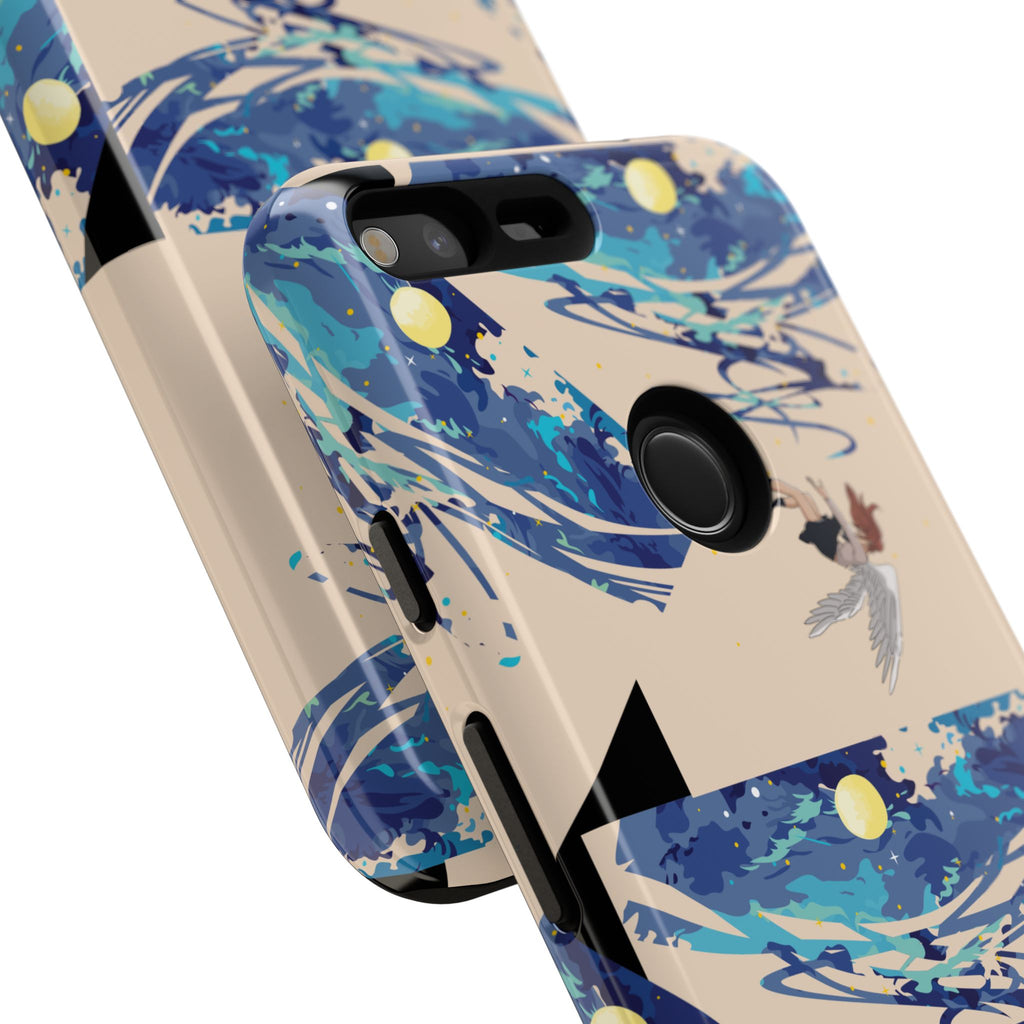 Artistic Phone Case with Abstract Design, Vivid Blue Waves and Fish, Stylish Phone Accessory, Unique Gift Idea, Trendy Tech Decor, [...]