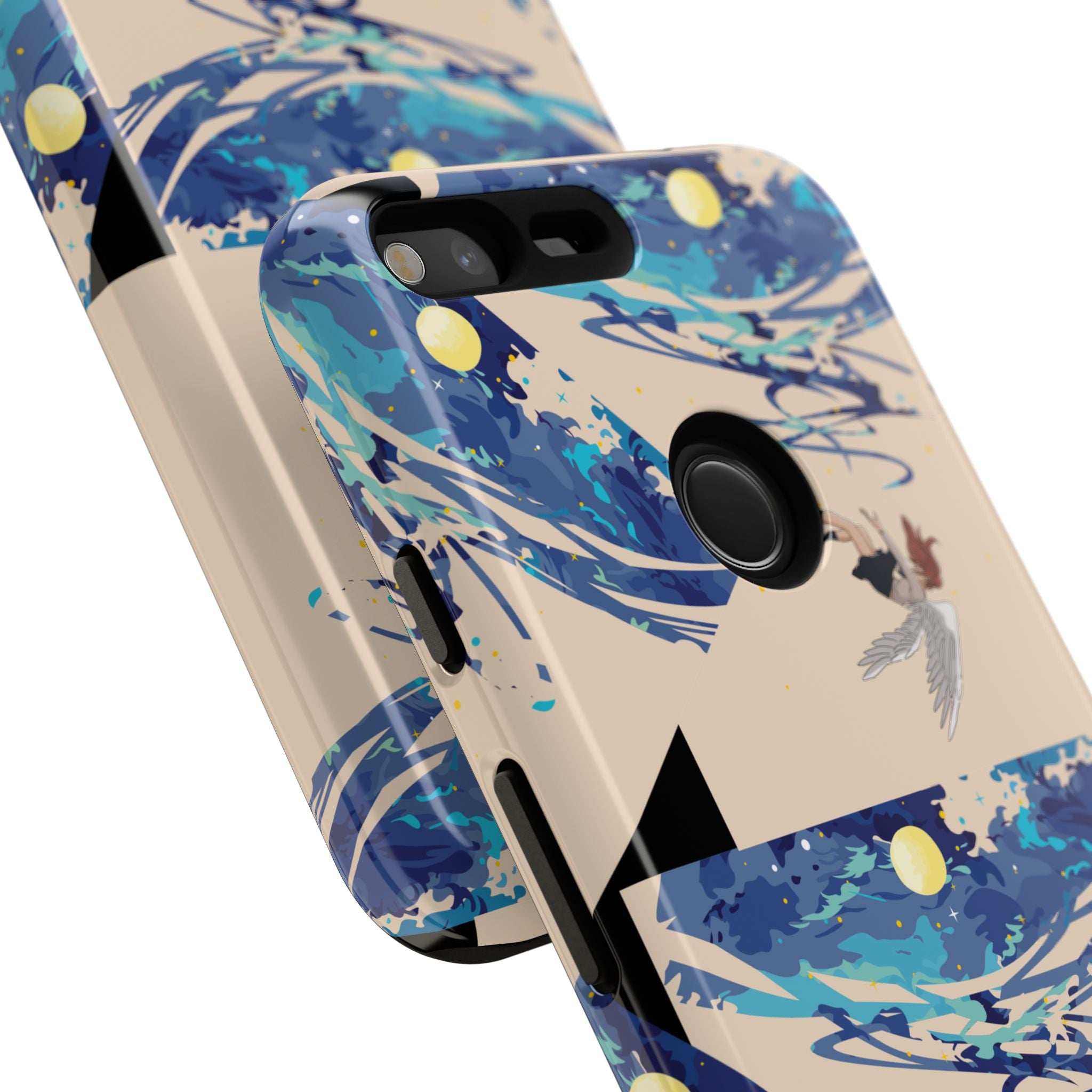 Artistic Phone Case with Abstract Design, Vivid Blue Waves and Fish, Stylish Phone Accessory, Unique Gift Idea, Trendy Tech Decor, [...]