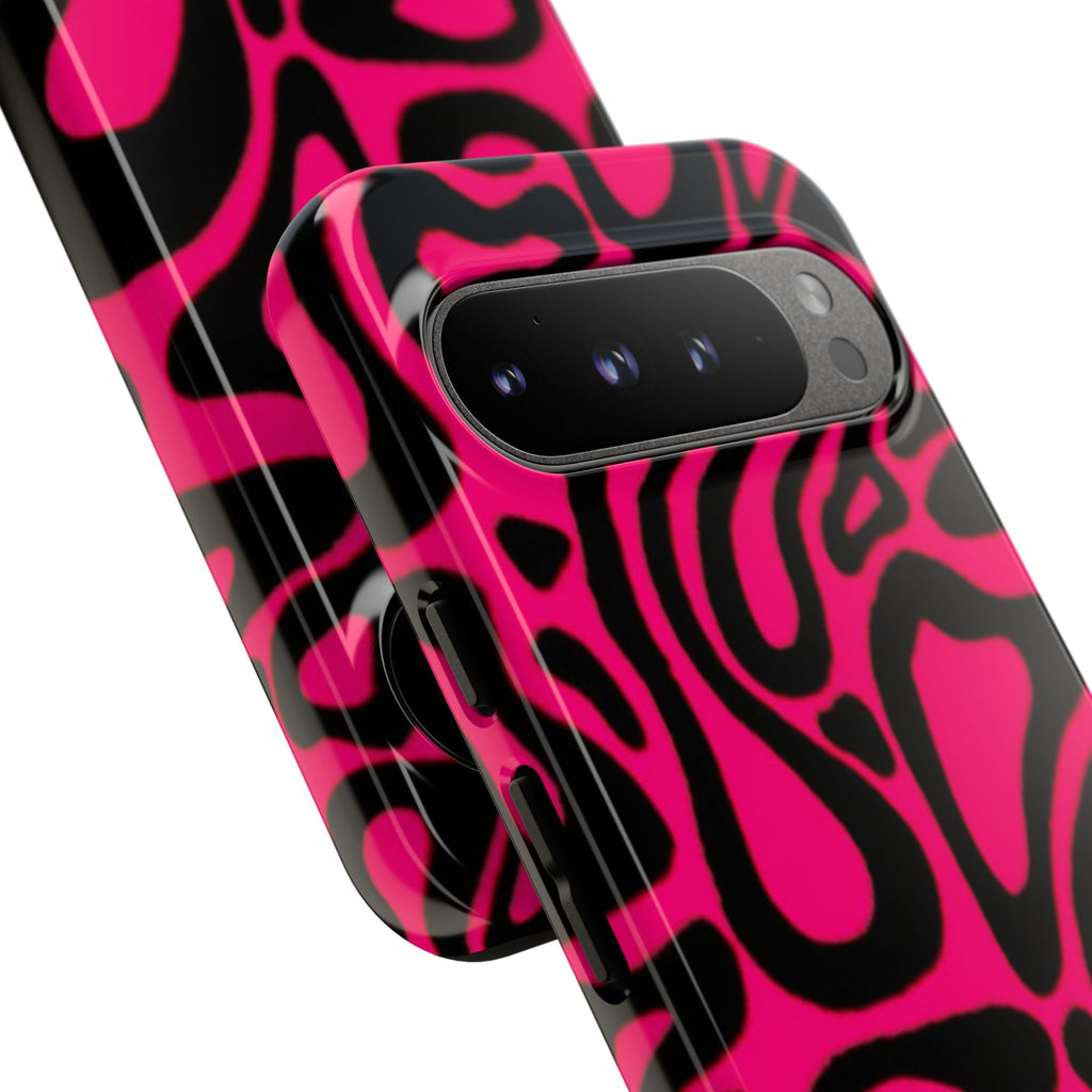Bold Pink Patterned Phone Case, Stylish Tough Case, Trendy Accessory, Gift for Her, Tech Protection