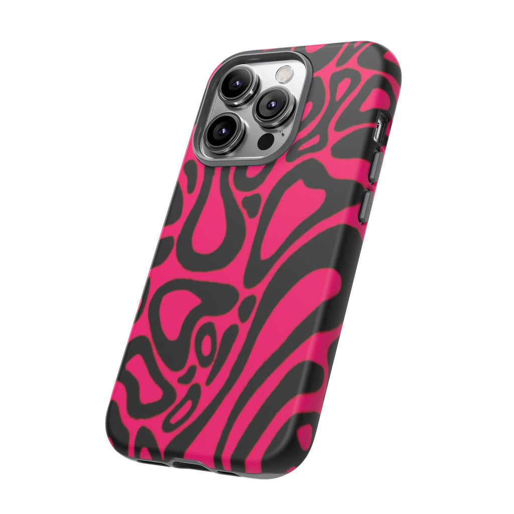 Bold Pink Patterned Phone Case, Stylish Tough Case, Trendy Accessory, Gift for Her, Tech Protection
