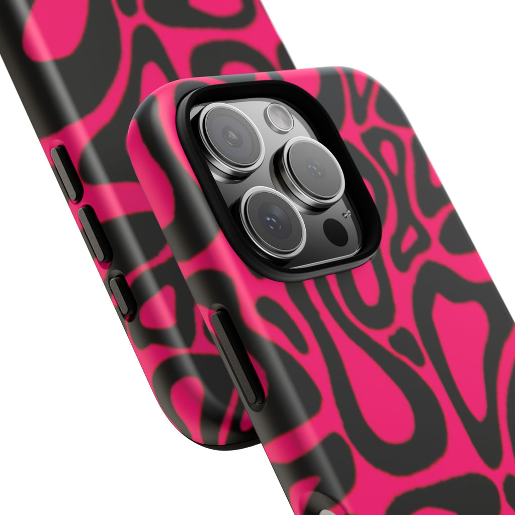 Bold Pink Patterned Phone Case, Stylish Tough Case, Trendy Accessory, Gift for Her, Tech Protection