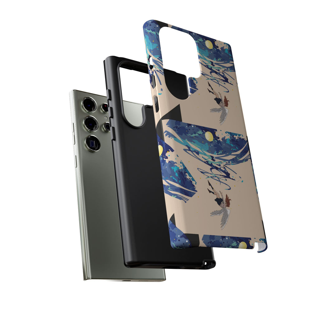 Artistic Phone Case with Abstract Design, Vivid Blue Waves and Fish, Stylish Phone Accessory, Unique Gift Idea, Trendy Tech Decor, [...]