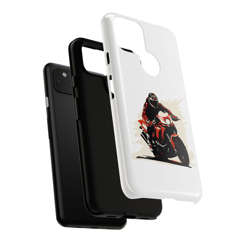 Motorcycle Phone Case, Tough Cases for Riders, Biker Accessory, Gifts for Motorcyclists, Red Bike Design