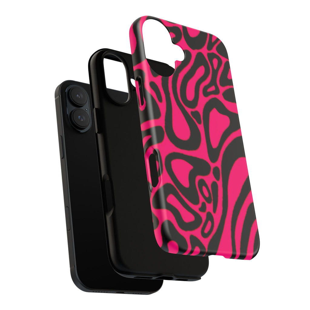 Bold Pink Patterned Phone Case, Stylish Tough Case, Trendy Accessory, Gift for Her, Tech Protection