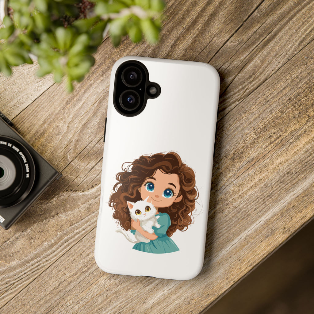Cute Cat Lover Phone Case, Tough Phone Cover, Pet Lover Gift, Personalized Gift, Kids Phone Case, Animal Lover Accessories