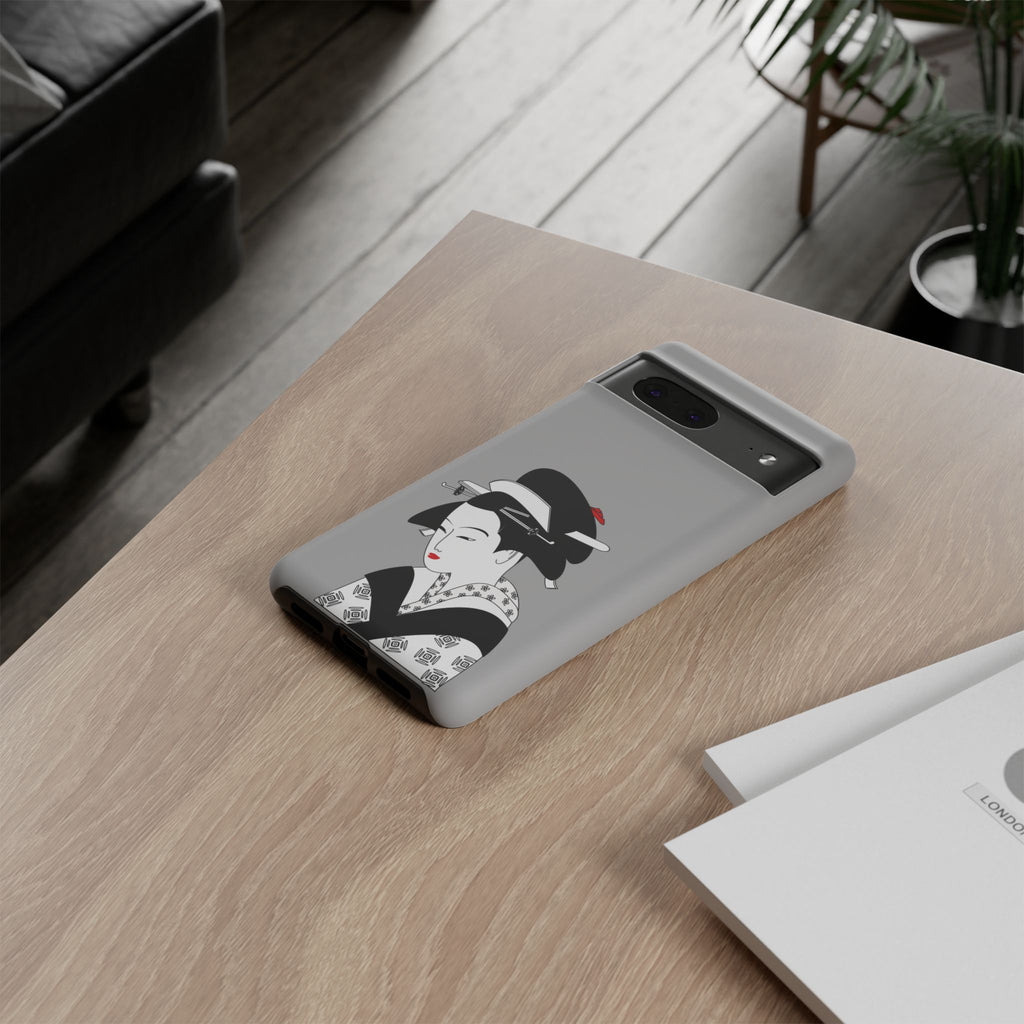 Stylish Phone Case with Japanese Geisha Design, Tough Phone Case, Cute Phone Cover, Japanese Art, Ethnic Style