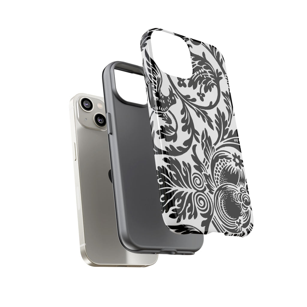 Elegant Black Floral Phone Case, Tough Cases, Stylish Phone Protection, Gift for Her, Floral Design, Trendy Accessories