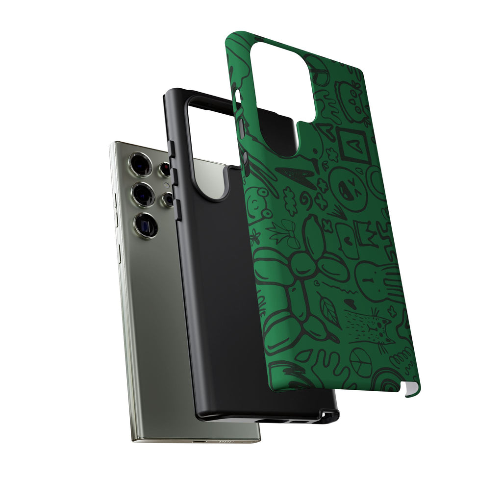 Playful Phone Case, Vibrant Green Tough Case, Quirky Graphic Design, Unique Gift for Kids, Fun Accessories, Christmas, Birthday
