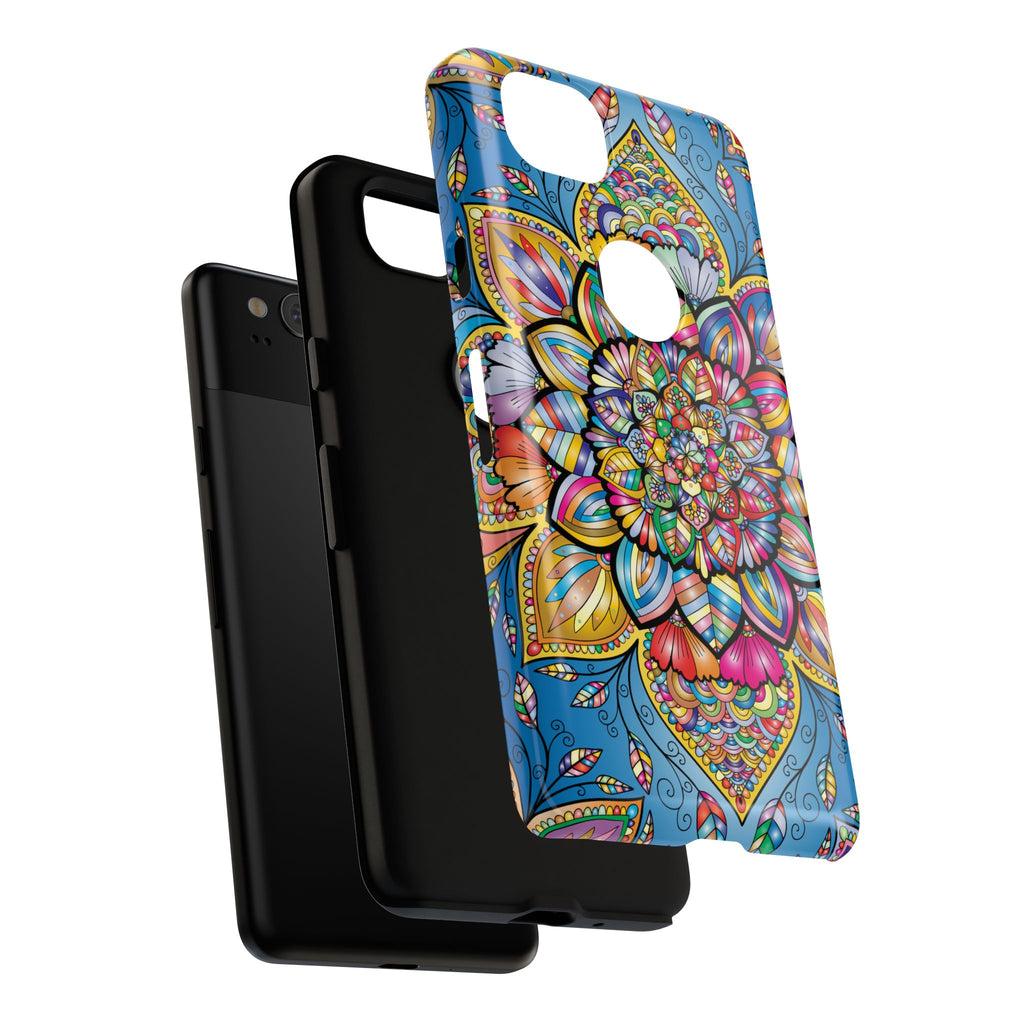 Vibrant Floral Phone Case, Tough Phone Cover, Colorful Mobile Accessory, Artistic Gift, Mandala Design, Everyday Use