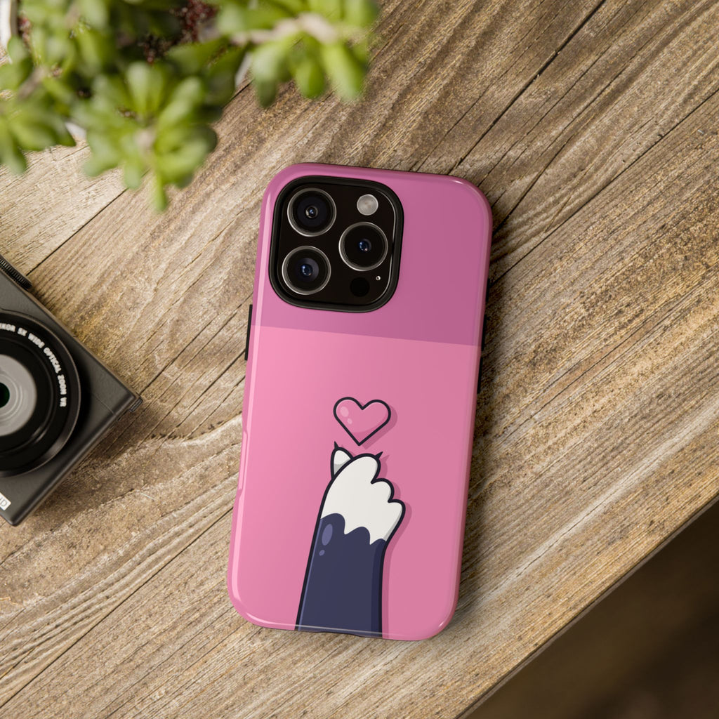 Cute Cat Paw Phone Case, Playful Pet Lover Gift, Animal Print Phone Cover, Heart Design Case, Fun Feminine Case, Kawaii Style