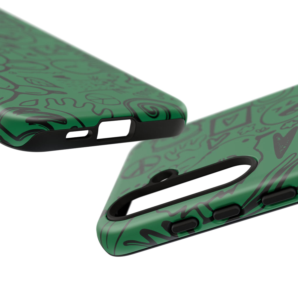Playful Phone Case, Vibrant Green Tough Case, Quirky Graphic Design, Unique Gift for Kids, Fun Accessories, Christmas, Birthday