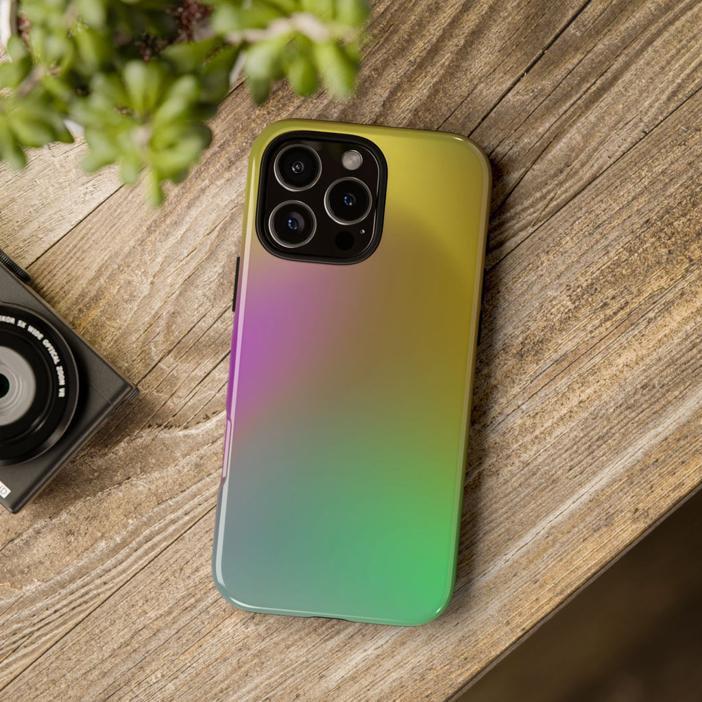 Vibrant Phone Case, Tough Cases, Colorful Phone Cover, Durable Mobile Case, Yellow Green Gradient Design