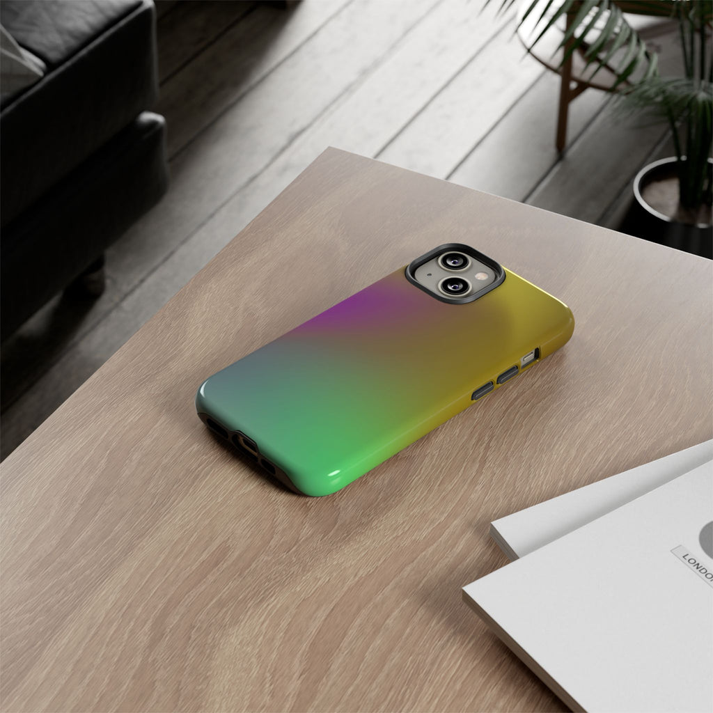 Vibrant Phone Case, Tough Cases, Colorful Phone Cover, Durable Mobile Case, Yellow Green Gradient Design