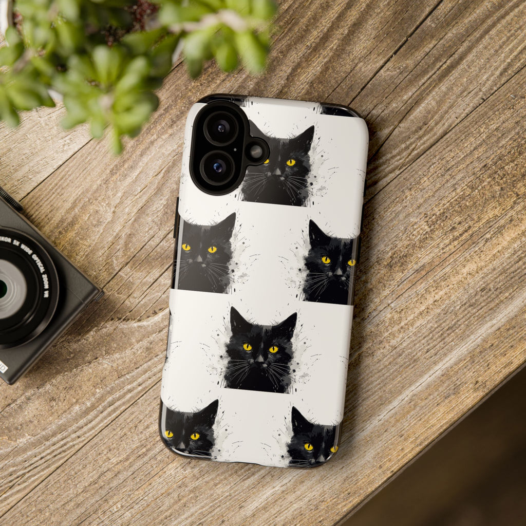 Black Cat Phone Case, Tough Cases, Cat Lover Gift, Unique Design, Halloween, Animal Accessories, Custom Phone Cover