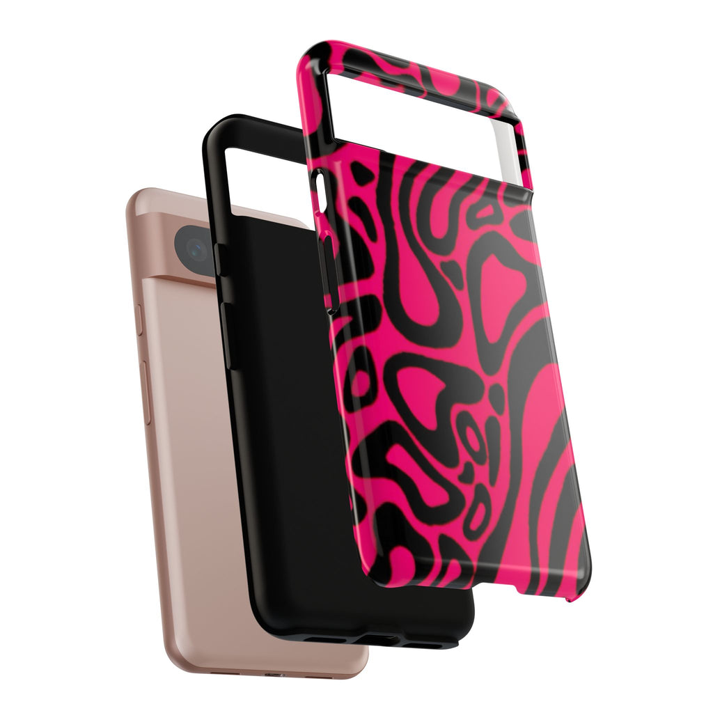 Bold Pink Patterned Phone Case, Stylish Tough Case, Trendy Accessory, Gift for Her, Tech Protection