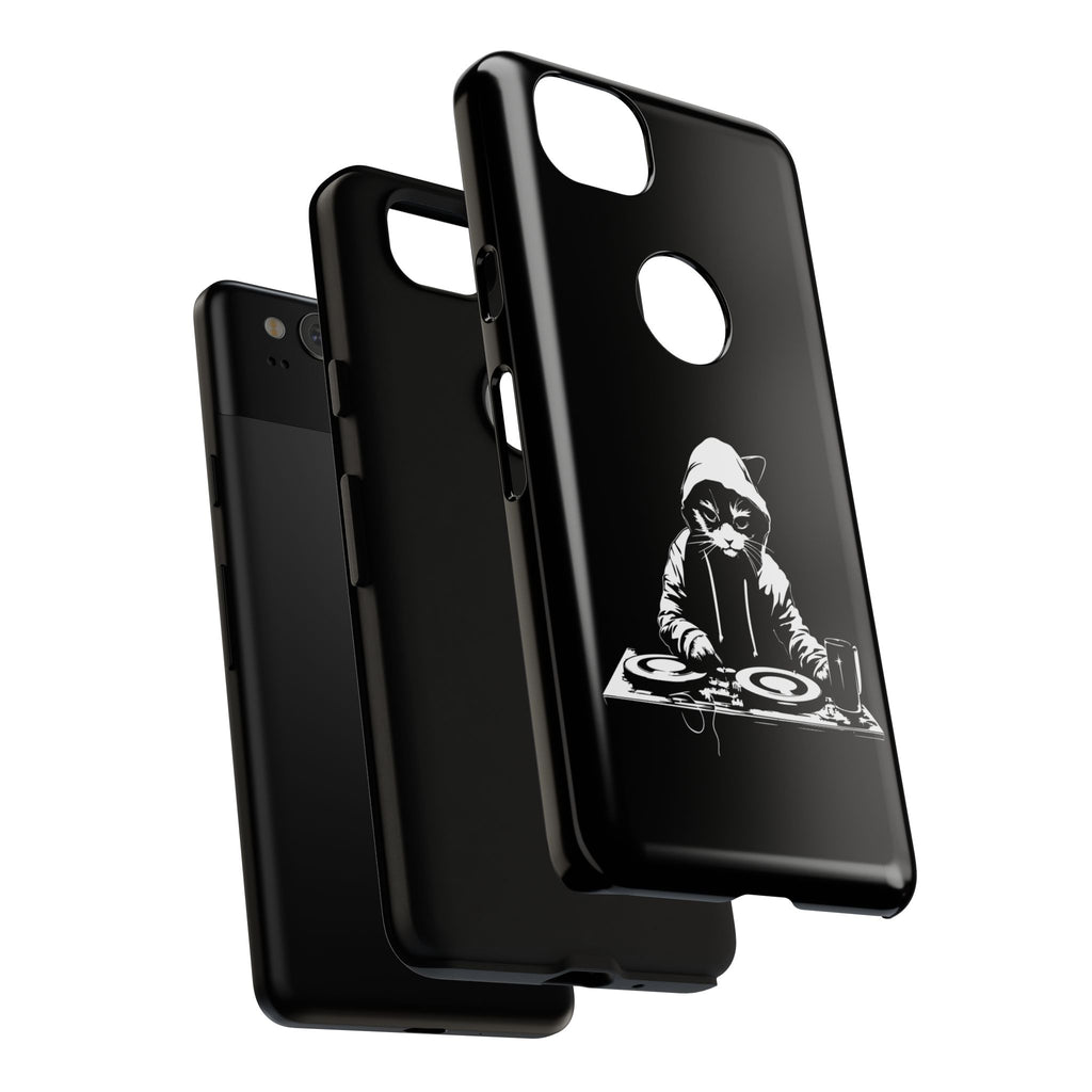 DJ Cat Phone Case, Tough Phone Cover, Pet Lover Gift, Music Enthusiast Accessory, Cute Cat Decor, Unique Case Design