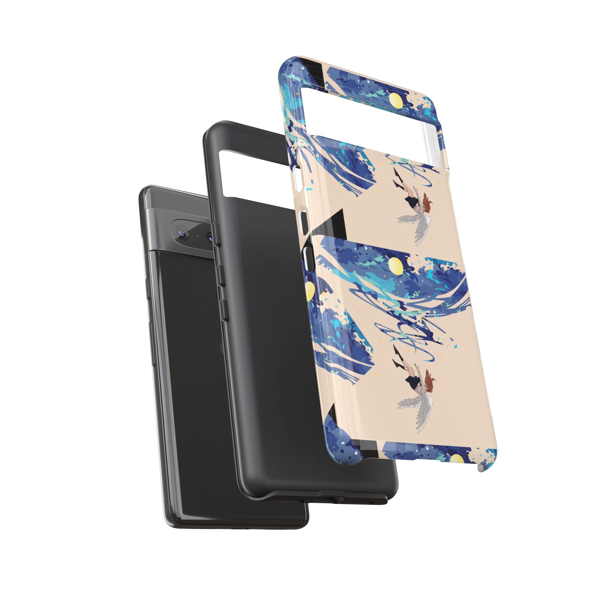 Artistic Phone Case with Abstract Design, Vivid Blue Waves and Fish, Stylish Phone Accessory, Unique Gift Idea, Trendy Tech Decor, [...]
