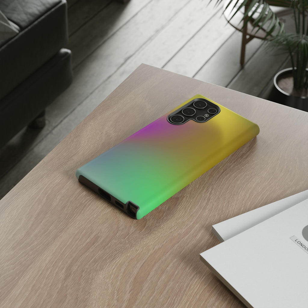 Vibrant Phone Case, Tough Cases, Colorful Phone Cover, Durable Mobile Case, Yellow Green Gradient Design