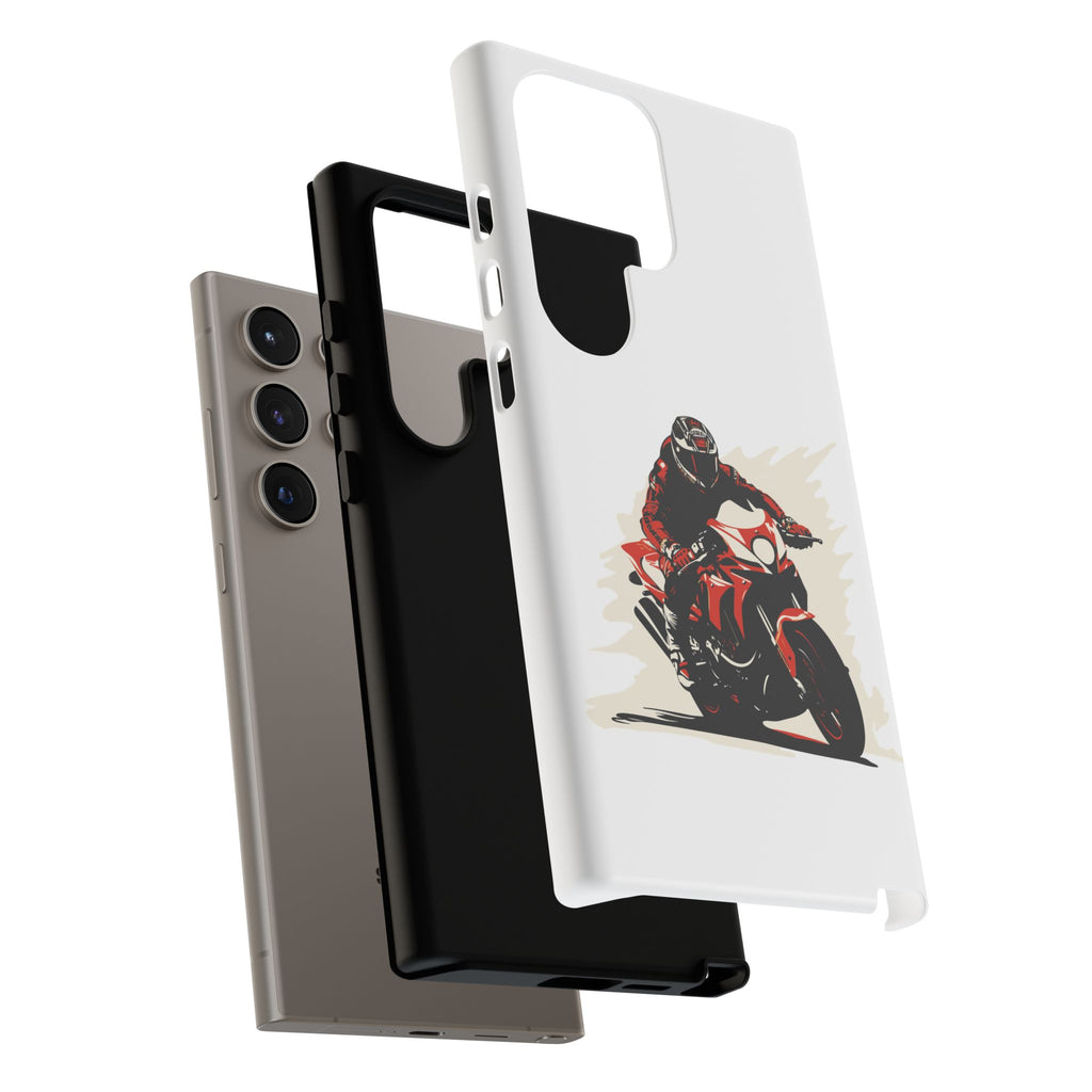 Motorcycle Phone Case, Tough Cases for Riders, Biker Accessory, Gifts for Motorcyclists, Red Bike Design