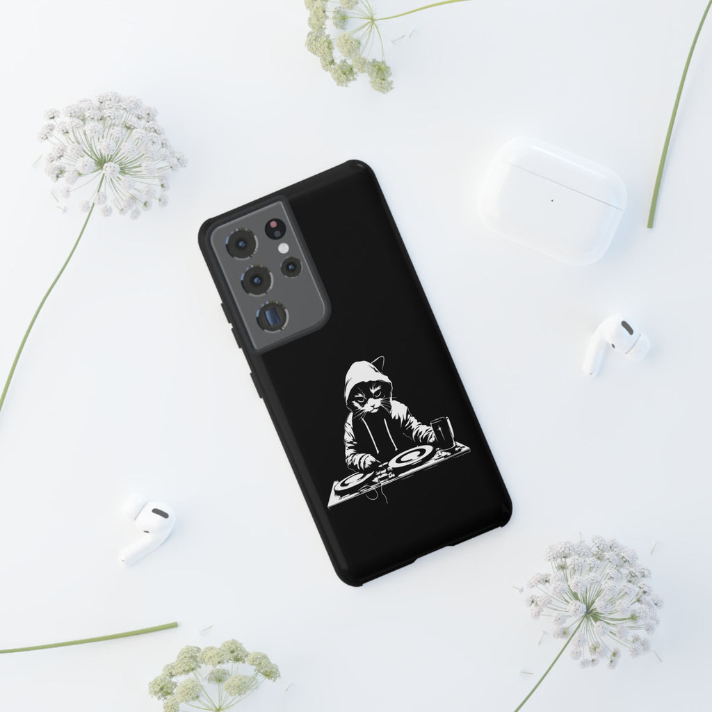 DJ Cat Phone Case, Tough Phone Cover, Pet Lover Gift, Music Enthusiast Accessory, Cute Cat Decor, Unique Case Design