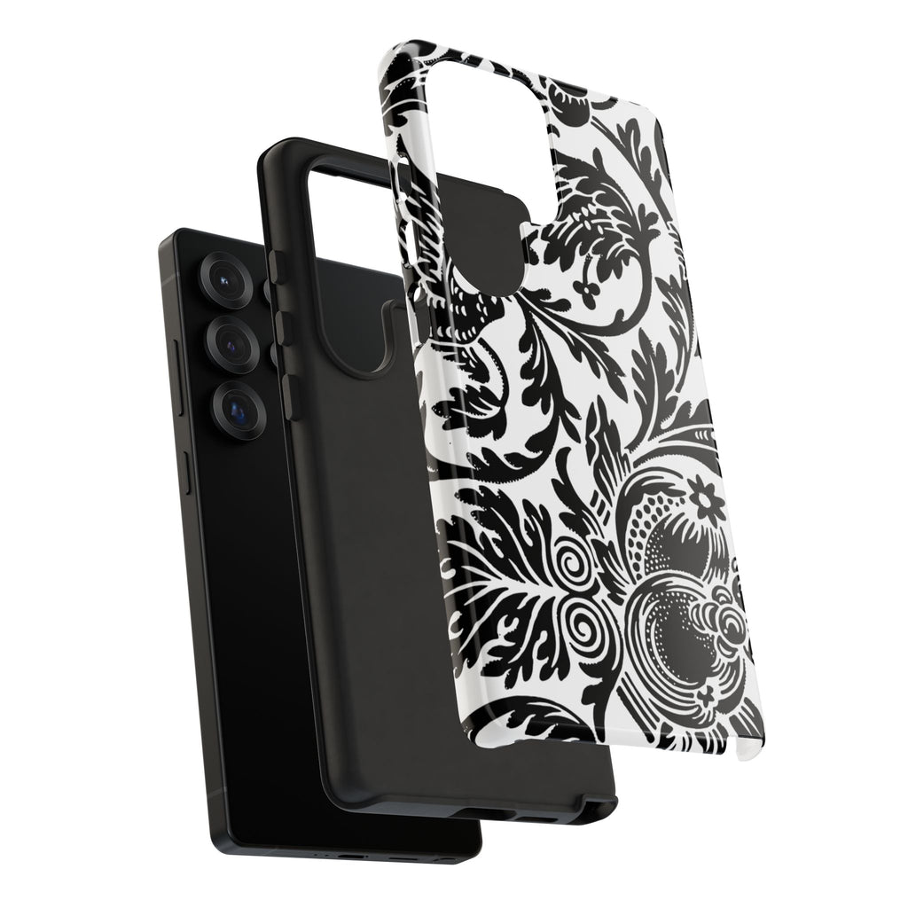 Elegant Black Floral Phone Case, Tough Cases, Stylish Phone Protection, Gift for Her, Floral Design, Trendy Accessories