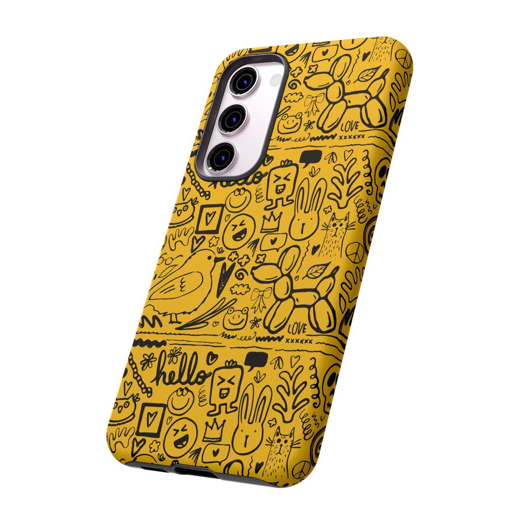 Vibrant Phone Case, Cute Yellow Floral iPhone Cover, Stylish Tough Case, Fun Phone Accessory, Perfect Gift for Teens